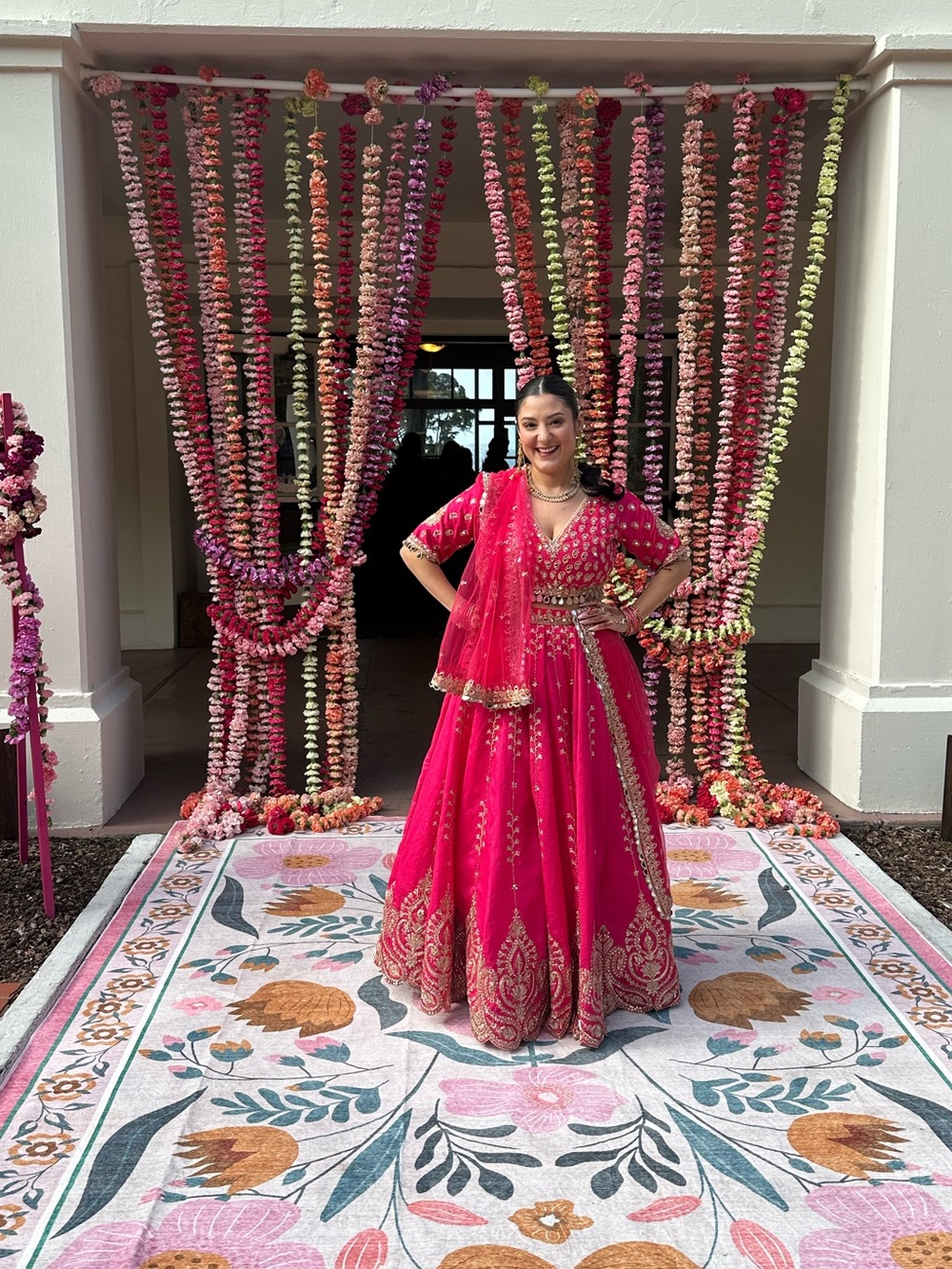 Fuchsia A-Line Embroidered Lehenga Skirt with Gold Detailing - Picture 15 of 16